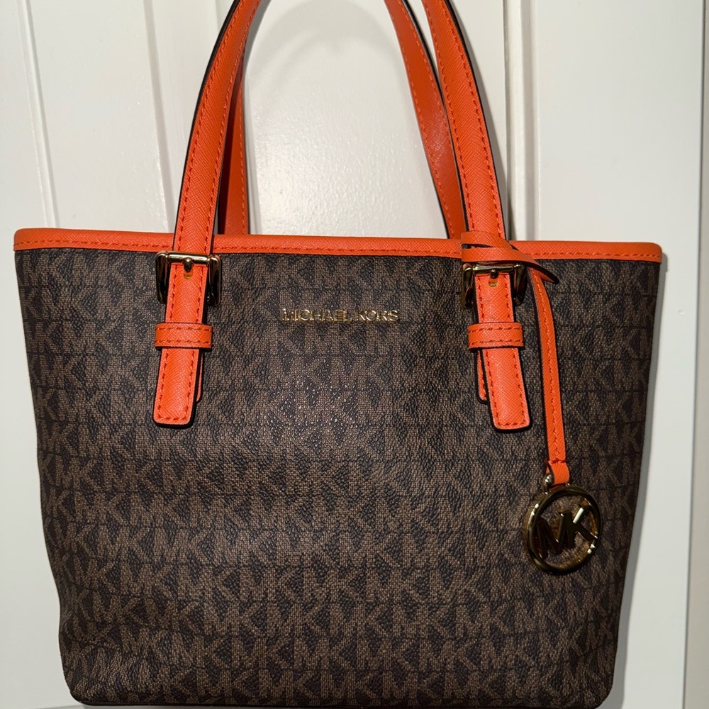 Michael Kors Brown and Orange Tote Bag